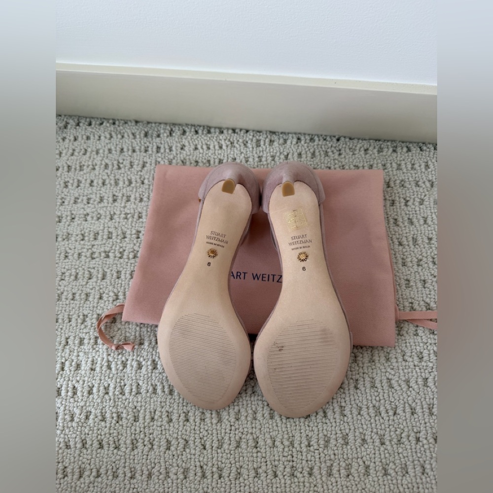 Stuart Weitzman Dusty Pink Suede Ankle Strap Heels - Picture 3 of 3